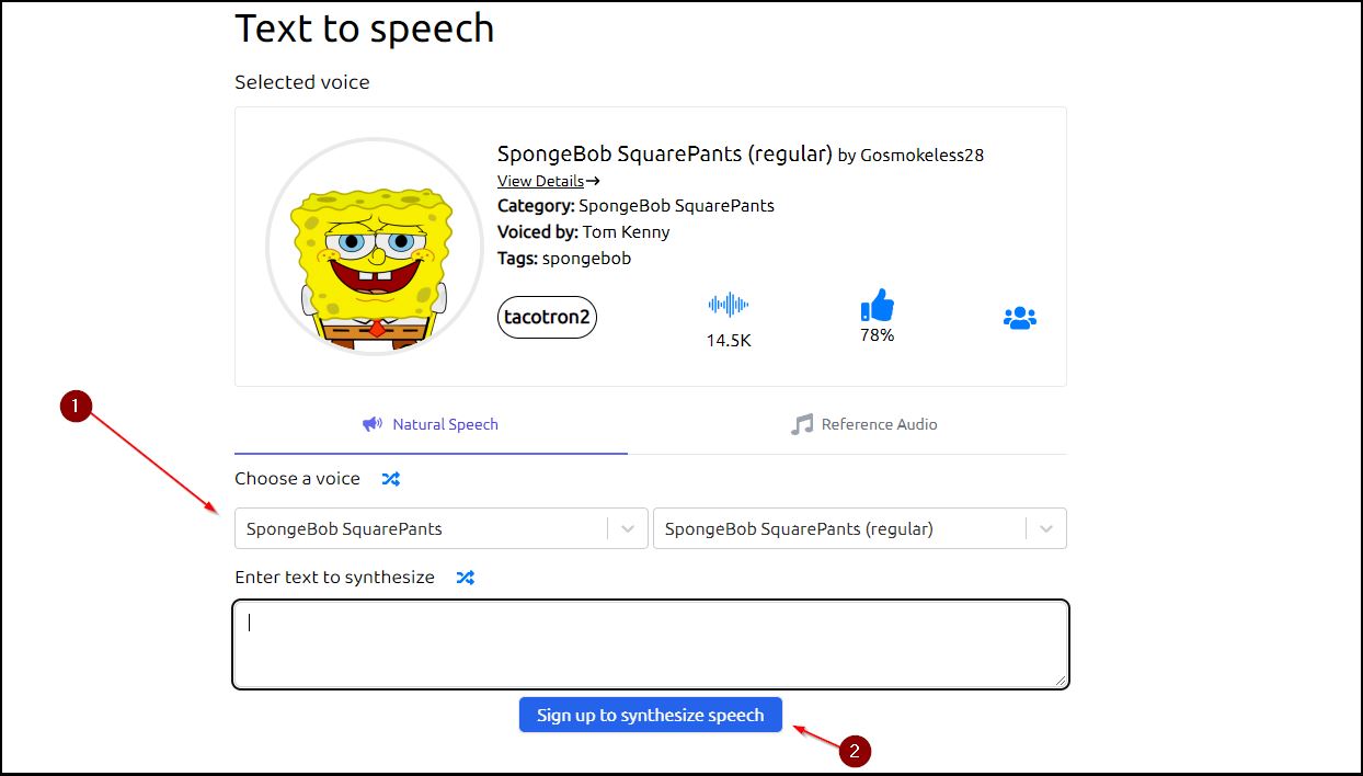 text to speech suara spongebob di uberduck